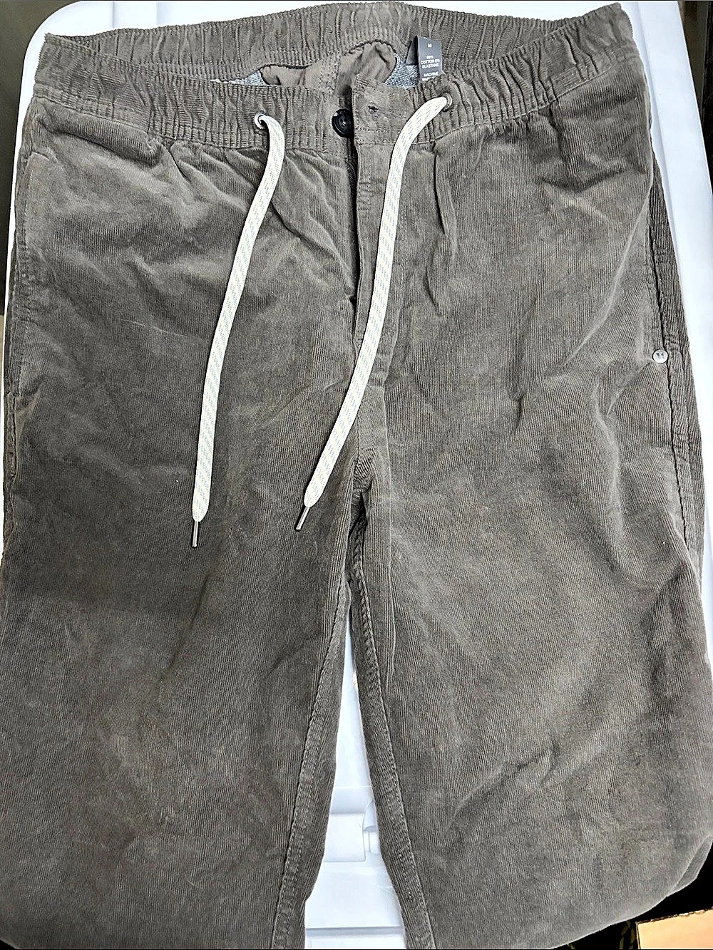 Vuori Cordoroy Elastic Waist Cotton Jogger Pants Grey Size Medium